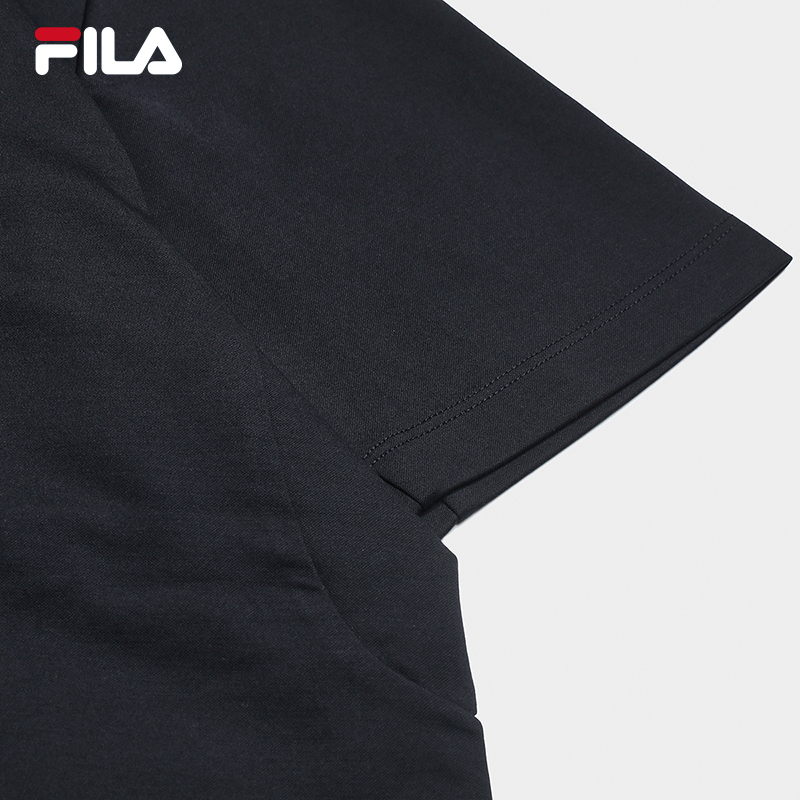 FILA CORE Men WHITE Knitted Short Sleeve Top NAVY