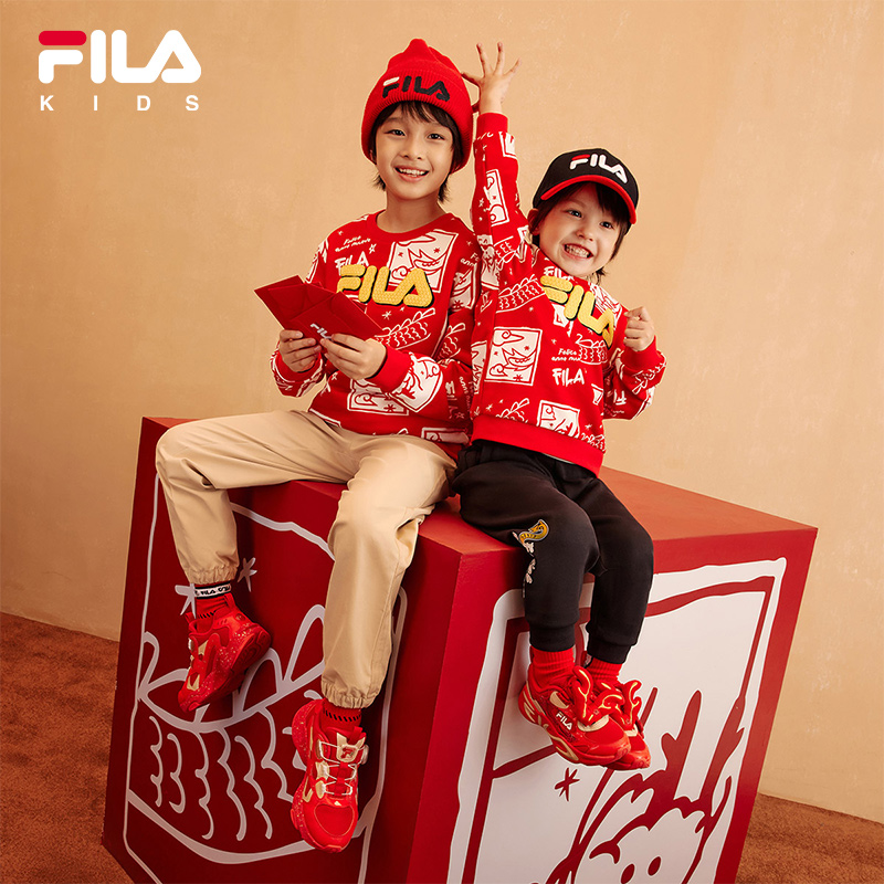 [ CNY Collection ] FILA KIDS ORIGINALE Boy's Pullover Sweater in Full Print Chinese New Year