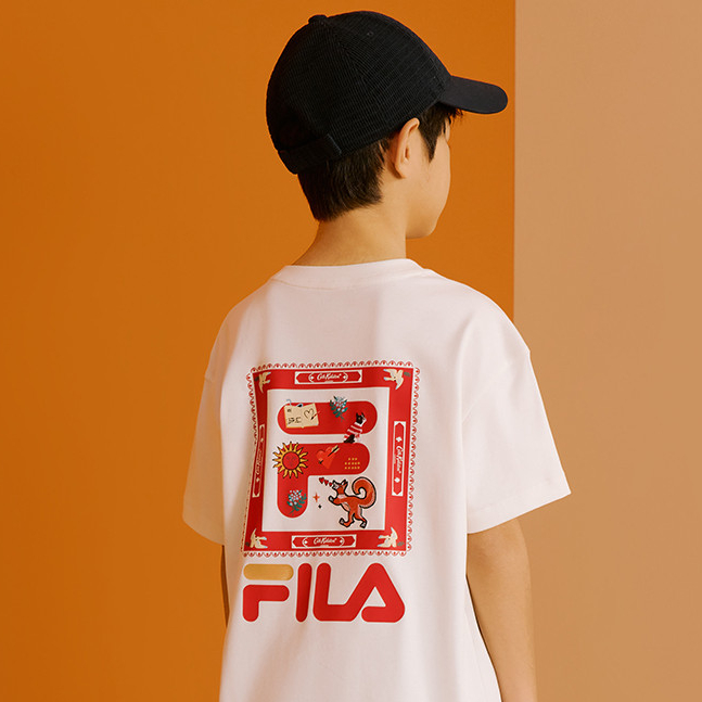 (105-170cm) [CNY Collection] FILA KIDS x CATH KIDSTON Boy's Short Sleeve T Shirt in White