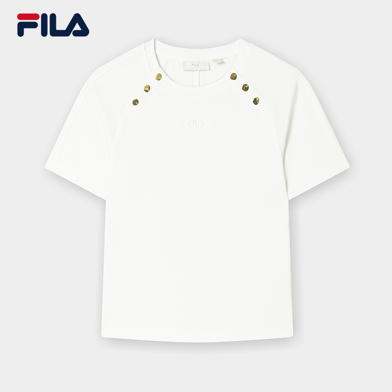 FILA CORE LIFESTYLE MILANO LUXURY CAFFE / FLAT WHITE Women Short Sleeves T-Shirt (Black / White)