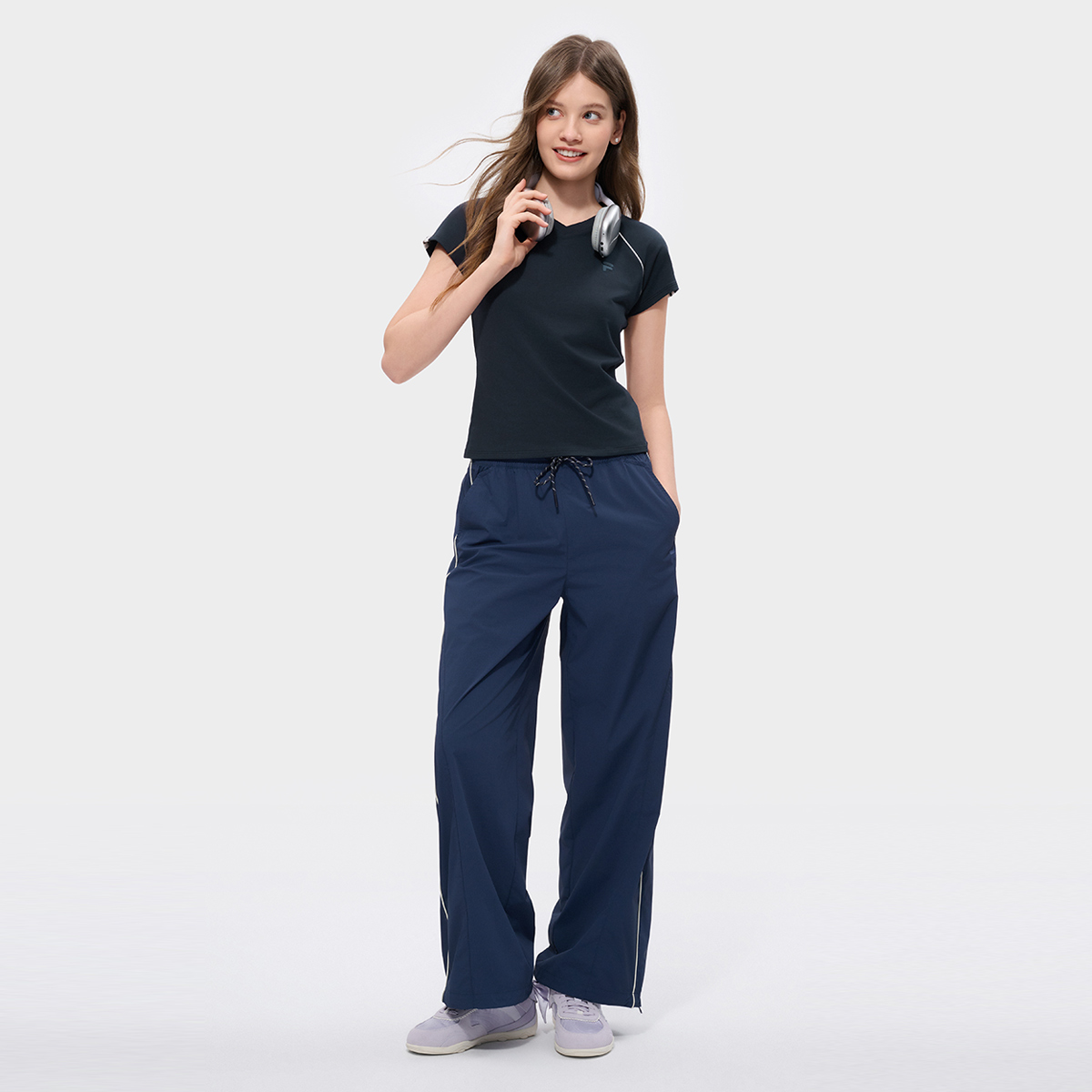 [Tian Xi Wei's Pick] FILA FUSION INLINE Women Knitted Short Sleeve Top