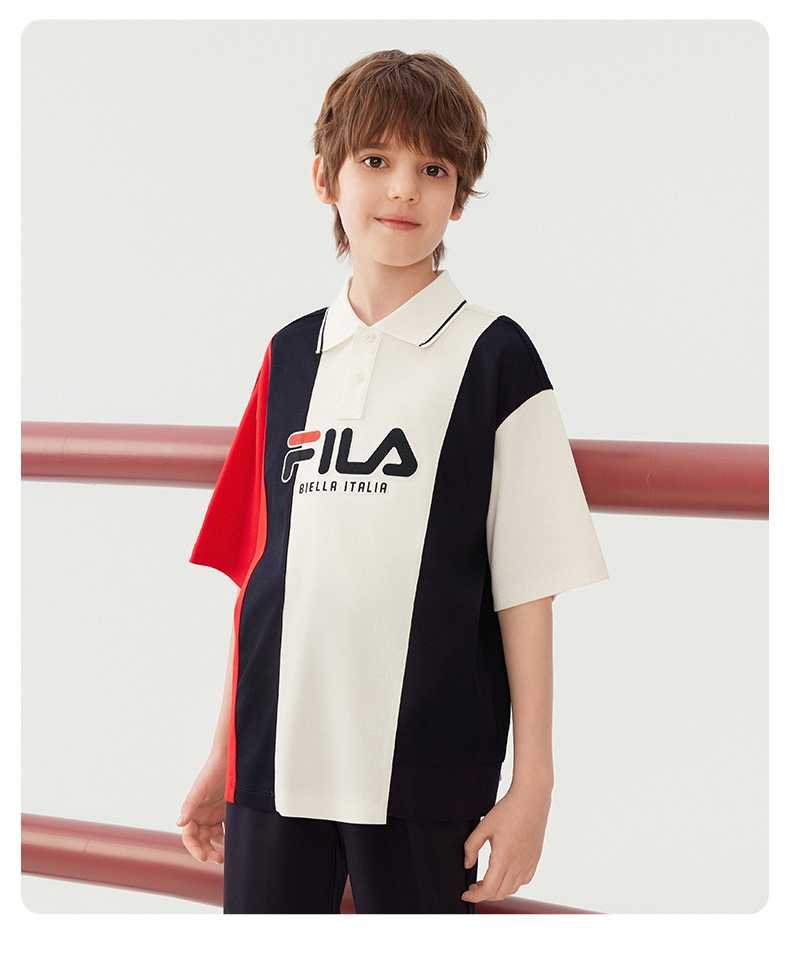 (130-175cm) FILA Kids Boys Polo Short Sleeve Tee T-shirt in blue