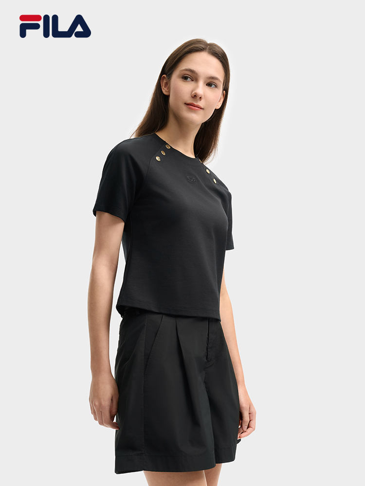 FILA CORE LIFESTYLE MILANO LUXURY CAFFE / FLAT WHITE Women Short Sleeves T-Shirt (Black / White)
