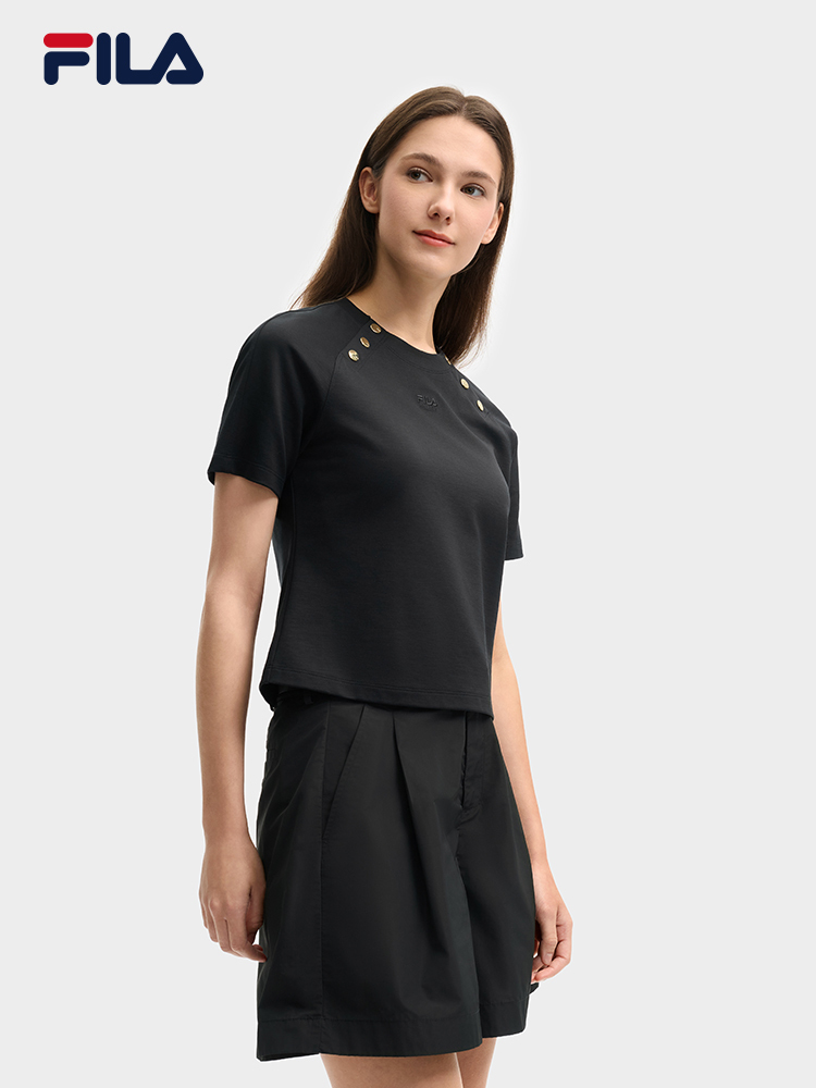 FILA CORE LIFESTYLE MILANO LUXURY CAFFE / FLAT WHITE Women Short Sleeves T-Shirt (Black / White)