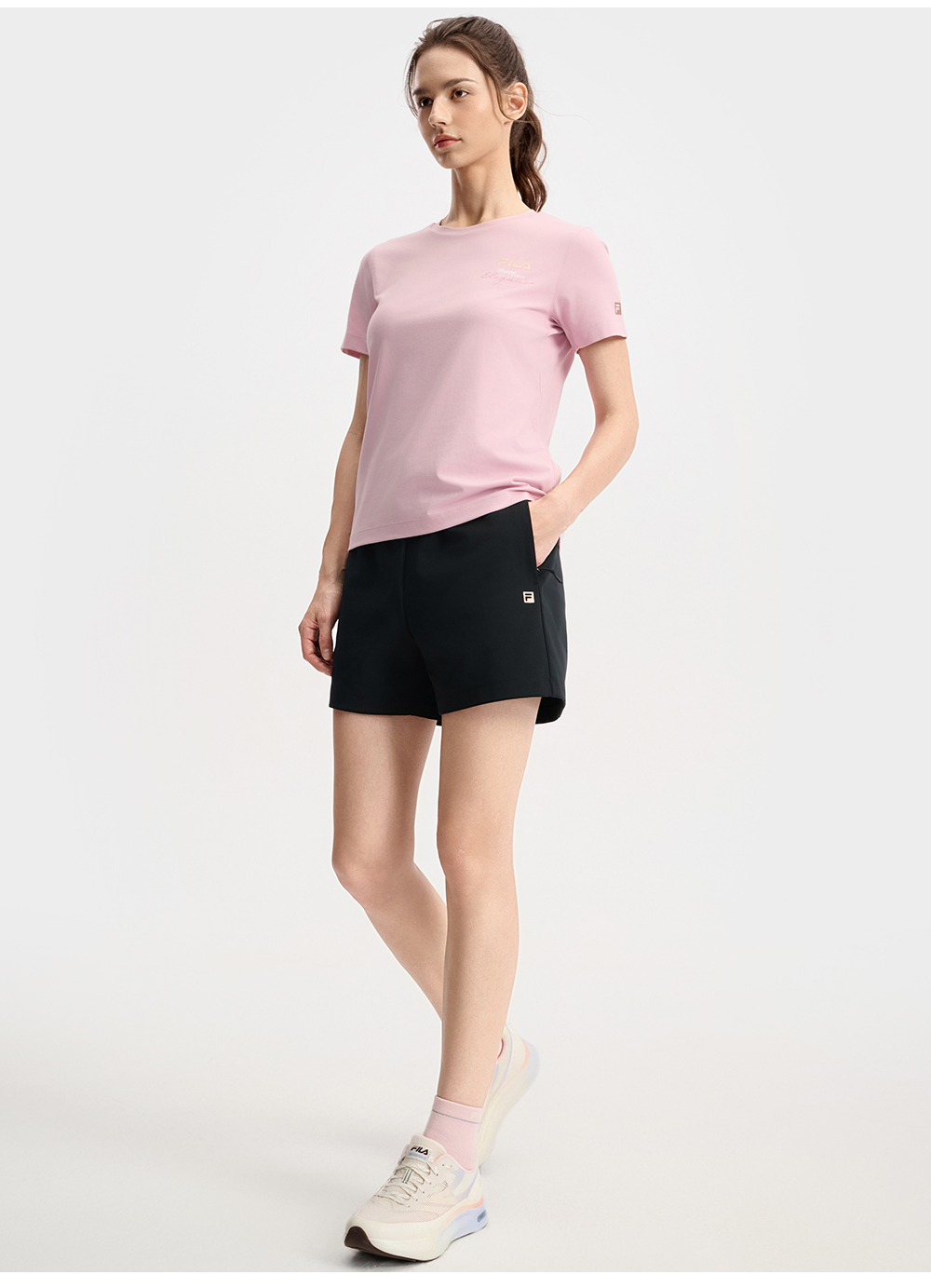 FILA CORE ATHLETICS FILA-FIT WOMEN Women Knitted Shorts (Black / Olive Green)
