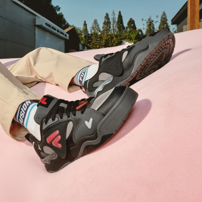 [V-Day Edition] FILA FUSION KICK II Women & Men Skate Shoes (Valentine's Couple Sneakers - Black and White )