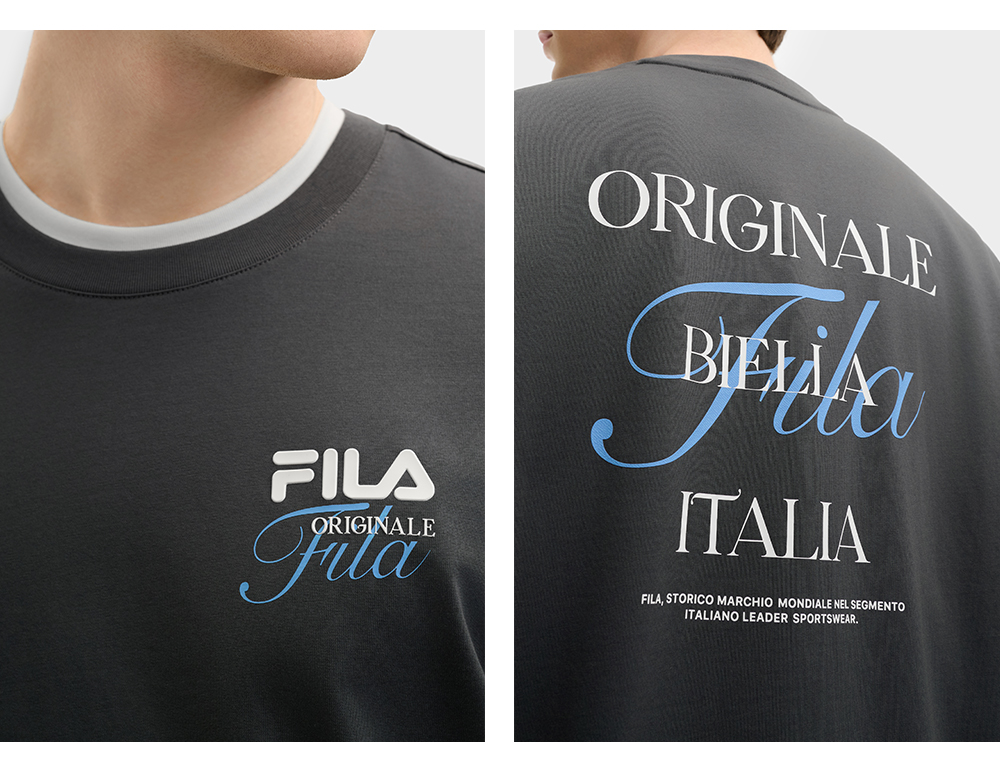 FILA CORE LIFESTYLE ORIGINALE DREAMS ON THE COURT Men Short Sleeves T-Shirt (Grey / Light Blue / White)