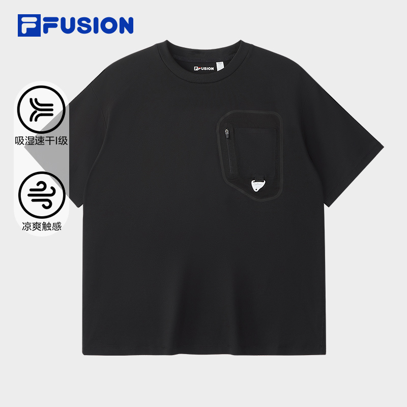 FILA FUSION  FUSION X URBAN TECH CITY ASCENT Men Short Sleeve T-shirt (Black / Light Blue)