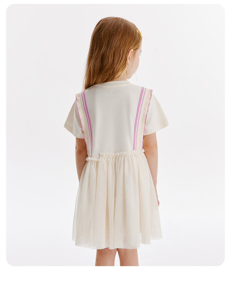 (105-130cm) FILA KIDS WHITE LINE Girl's Dress in Ash
