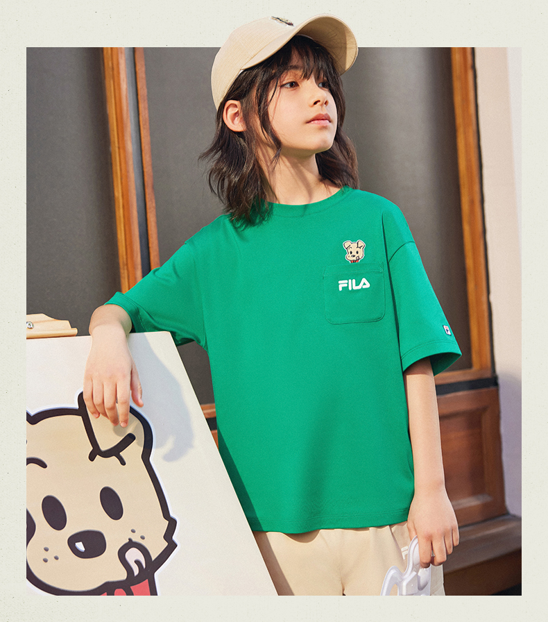 (130 - 170cm) FILA KIDS x OSAMU GOODS Unisex Short Sleeve T-Shirt