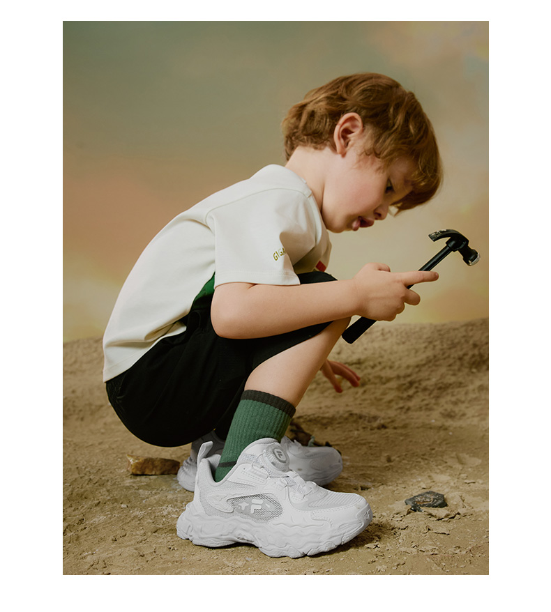 (EU 26 - 32) FILA KIDS HERITAGE FOSSIL Boys/Girl's Retro Running Shoes Sneakers
