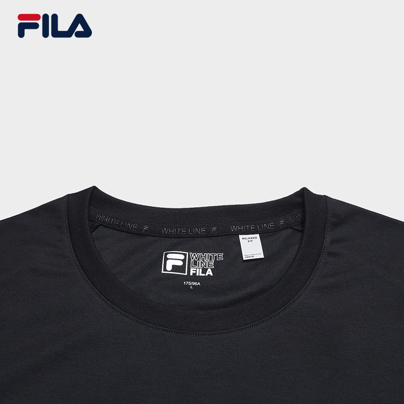 FILA CORE Men WHITE Knitted Short Sleeve Top NAVY