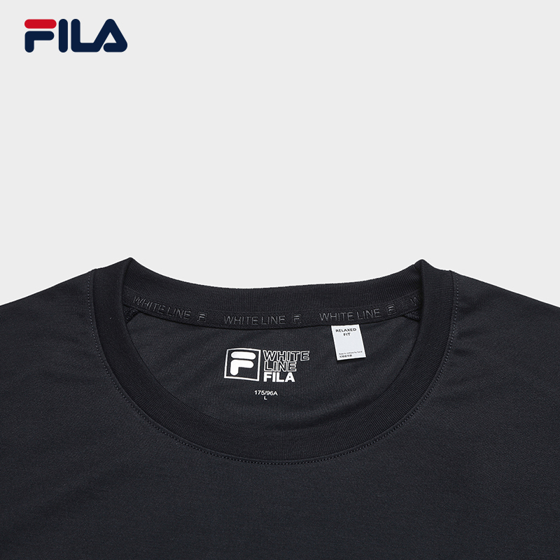 FILA CORE Men WHITE Knitted Short Sleeve Top NAVY