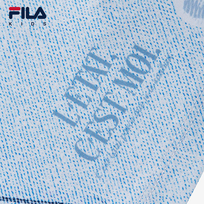 FILA KIDS WHITE LINE x RMN Boys' Short Sleeve T-shirt / Polo Tee  (Full Print in White and Blue)