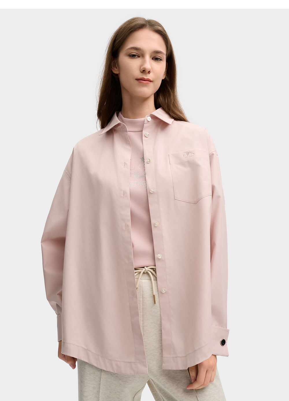 FILA CORE LIFESTYLE MILANO STROLLING MILAN Women Long Sleeve Shirt (Pink)