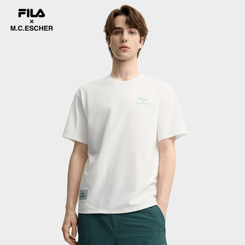 FILA CORE LIFESTYLE HERITAGE FILA X M.C.ESCHER Men Short Sleeve T-shirt (Light Green / Pink / White)