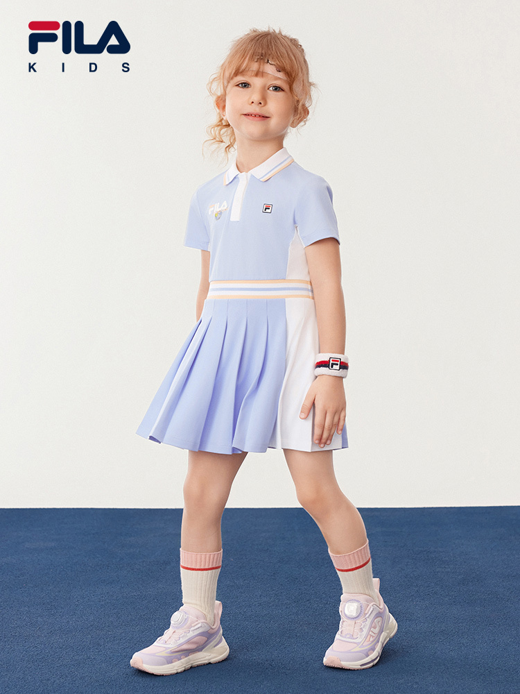 (105 - 130cm) FILA KIDS TENNIS Girl's Dress with Inner Shorts in Purple