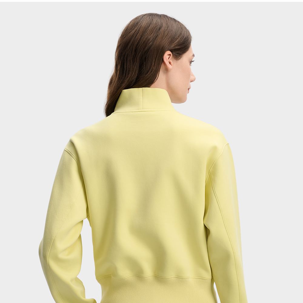 FILA CORE Women WHITE Knitted Long Sleeve Top LIGHT GREEN