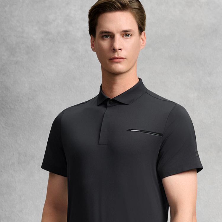 FILA CORE Men GOLF Knitted Short Sleeve Polo Shirt BLACK