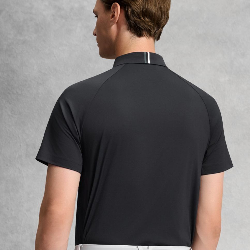 FILA CORE Men GOLF Knitted Short Sleeve Polo Shirt BLACK