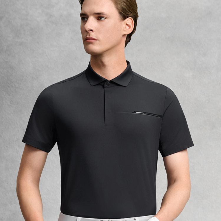 FILA CORE Men GOLF Knitted Short Sleeve Polo Shirt BLACK