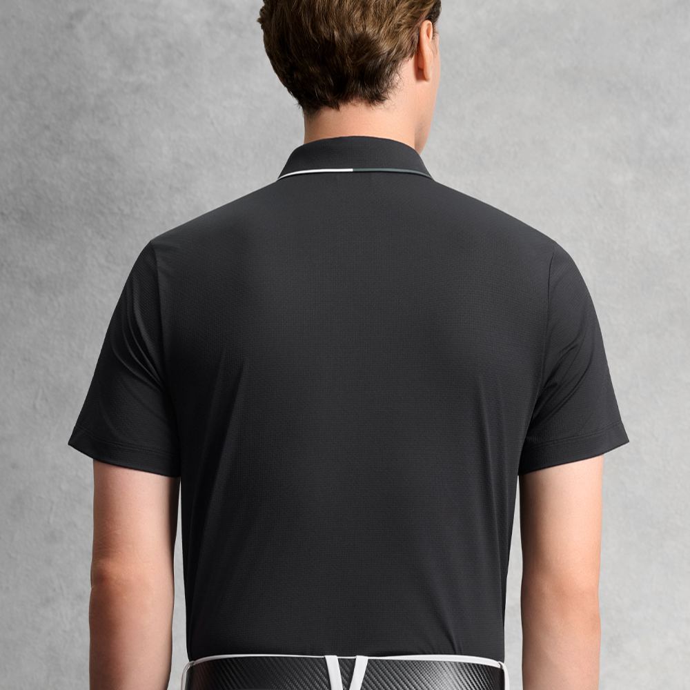 FILA CORE Men GOLF Knitted Short Sleeve Polo Shirt BLACK