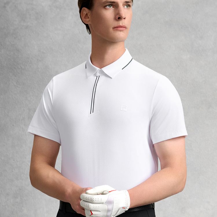 FILA CORE Men GOLF Knitted Short Sleeve Polo Shirt WHITE