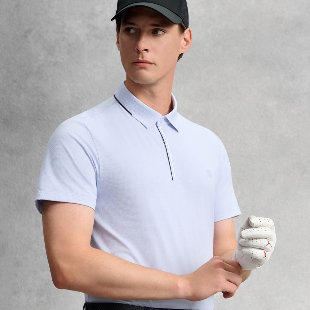 FILA CORE Men GOLF Knitted Short Sleeve Polo Shirt LIGHT BLUE