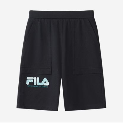 (130-170cm) FILA KIDS WHITE LINE Boy's Knit 5 Inch Pants in Navy