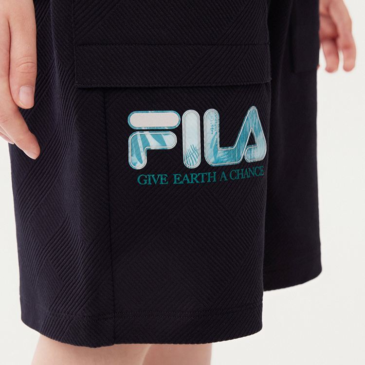 (130-170cm) FILA KIDS WHITE LINE Boy's Knit 5 Inch Pants in Navy