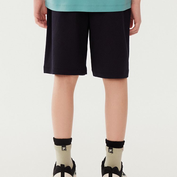 (130-170cm) FILA KIDS WHITE LINE Boy's Knit 5 Inch Pants in Navy