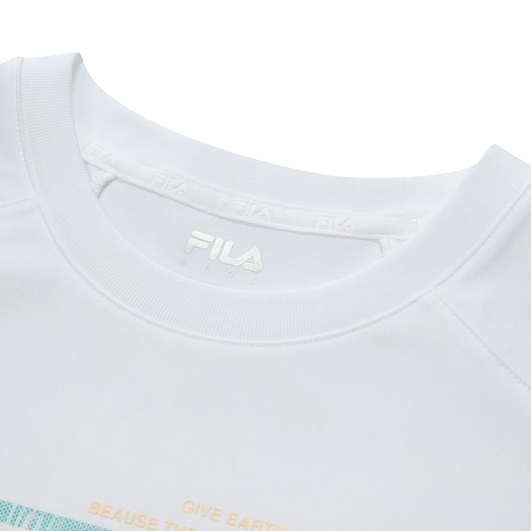 (130 - 170cm) FILA KIDS WHITE LINE Boys Short Sleeve T-Shirt in White