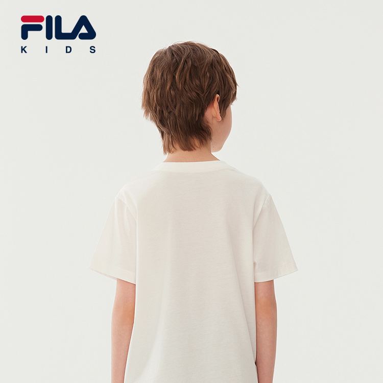 (130 -170cm) FILA KIDS ORIGINALE Boys Short Sleeve Cotton Tee T-shirt in White