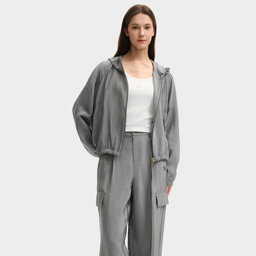 FILA CORE LIFESTYLE MILANO LUXURY CAFFE / FLAT WHITE Women Woven Jacket (Grey)