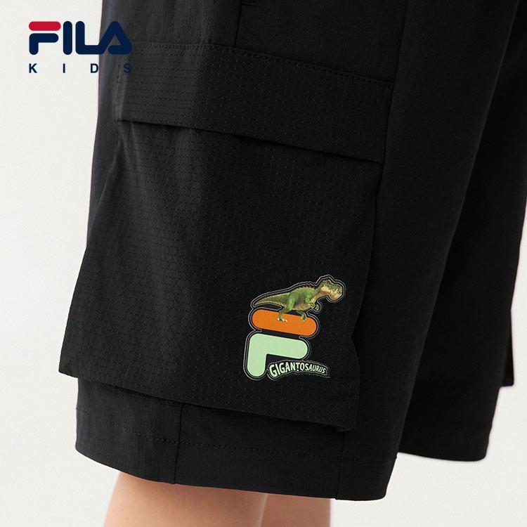 (105-130cm) FILA KIDS x GIGANTOSAURUS Boy's Knit 5 Inch Woven Pants in Navy