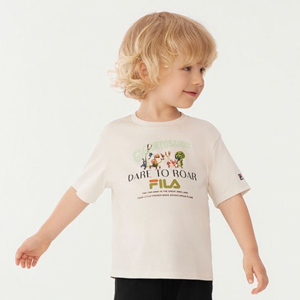 FILA KIDS x GIGANTOSAURUS ORIGINALE Boy's Short Sleeve T-Shirt in Ash(105 - 130cm)