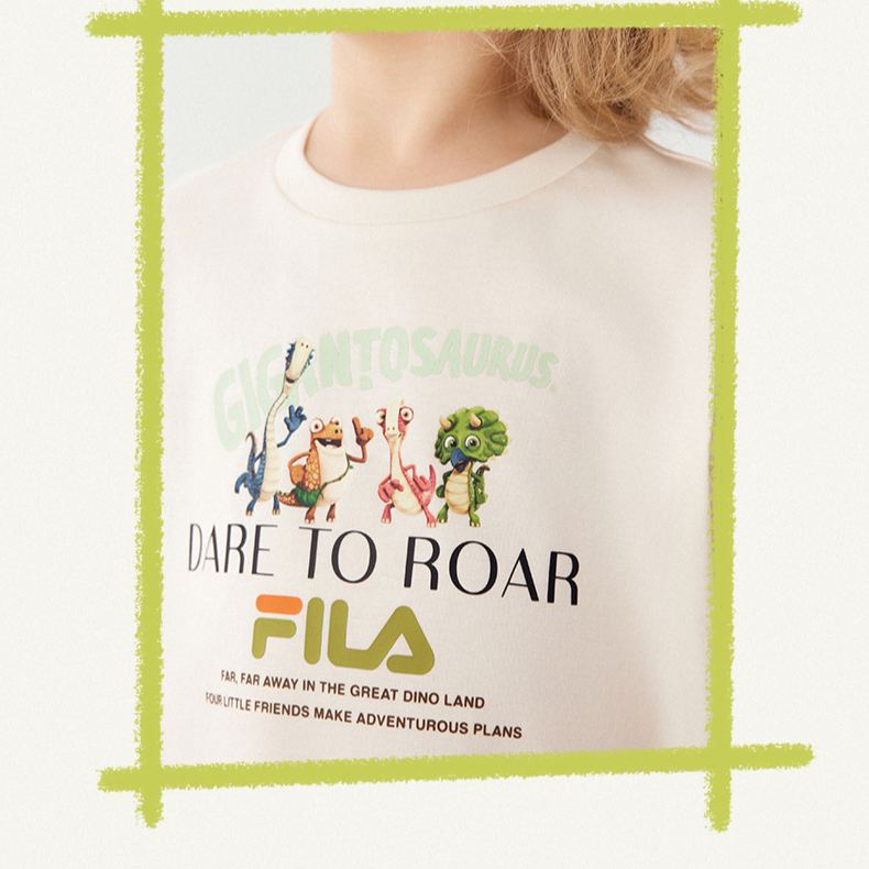 (105 - 130cm) FILA KIDS x GIGANTOSAURUS ORIGINALE Boy's Short Sleeve T-Shirt in Ash