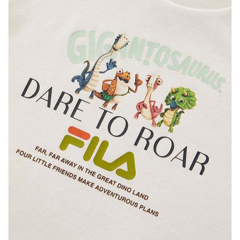 (105 - 130cm) FILA KIDS x GIGANTOSAURUS ORIGINALE Boy's Short Sleeve T-Shirt in Ash