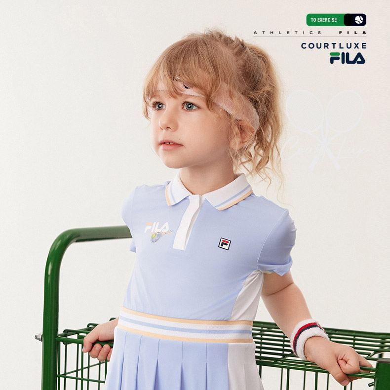 (105 - 130cm) FILA KIDS TENNIS Girl's Dress with Inner Shorts in Purple