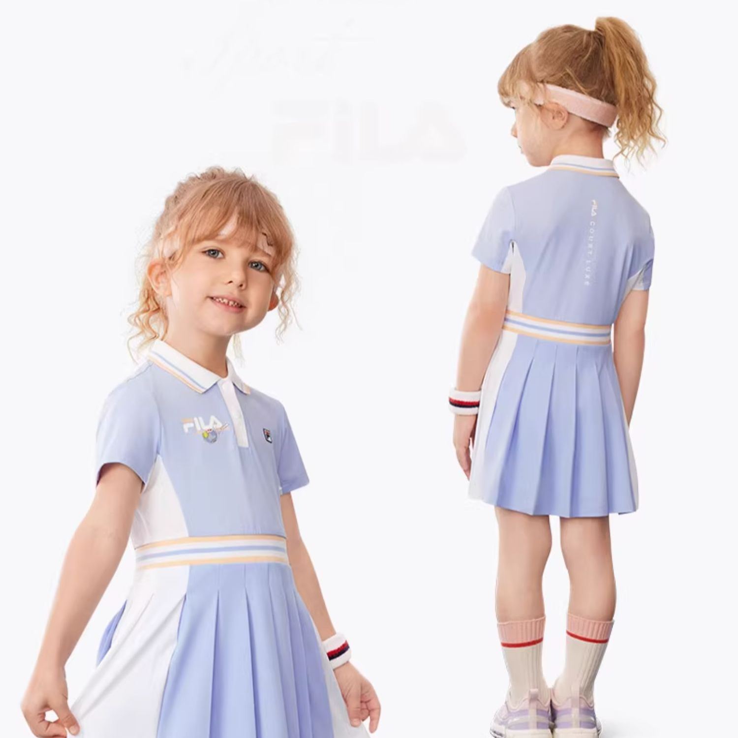 (105 - 130cm) FILA KIDS TENNIS Girl's Dress with Inner Shorts in Purple