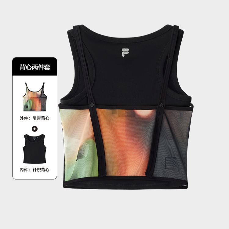 FILA FUSION  WORKWEAR METRO PORTAL Women Cropped Tank Top (Black)
