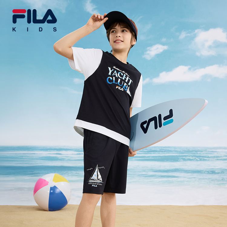 (130 - 170cm) FILA KIDS Boys Woven 5 Inch Pants in Navy