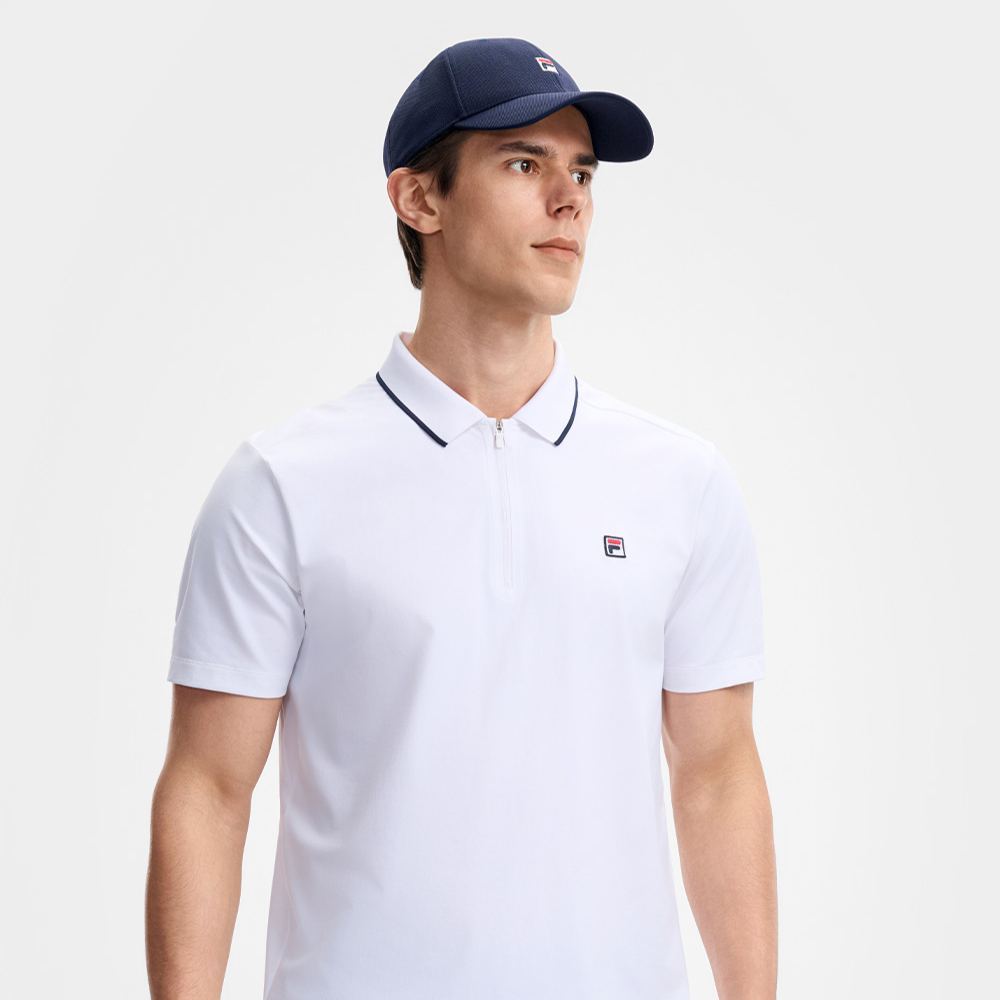 FILA CORE Men's TENNIS Short Sleeve Polo in White