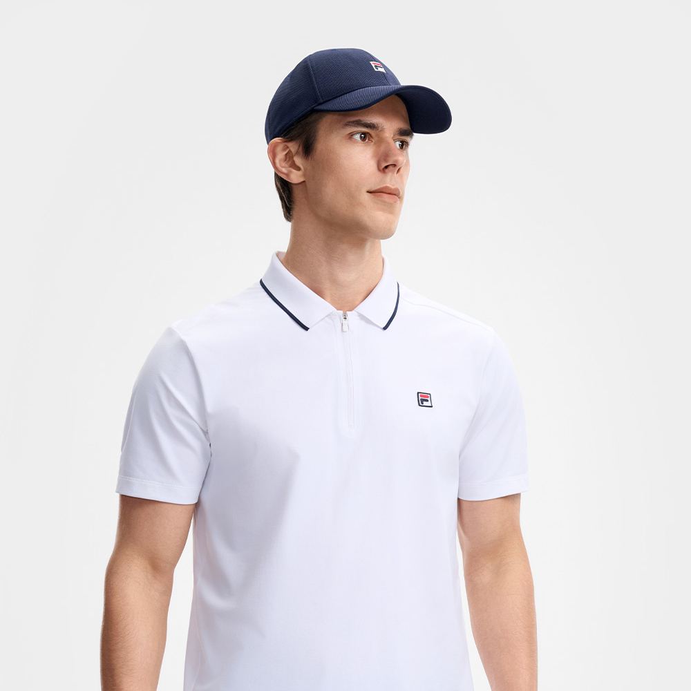 FILA CORE Men's TENNIS ATHLETICS Short Sleeve Polo in White