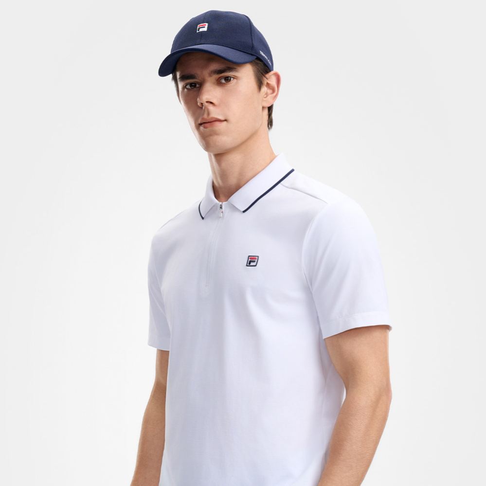 FILA CORE Men's TENNIS ATHLETICS Short Sleeve Polo in White