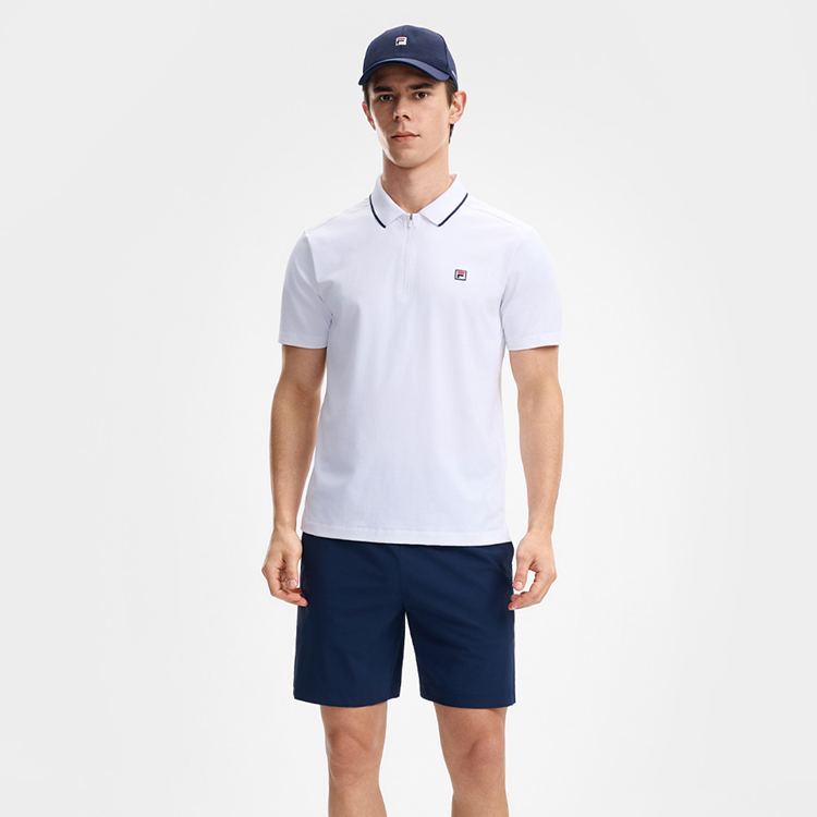FILA CORE Men's TENNIS ATHLETICS Short Sleeve Polo in White