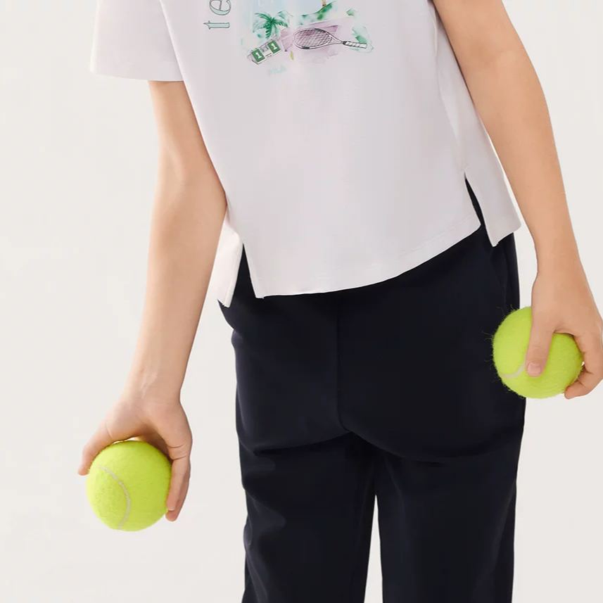 FILA KIDS Girl's TENNIS Knitted Short Sleeve Top WHITE