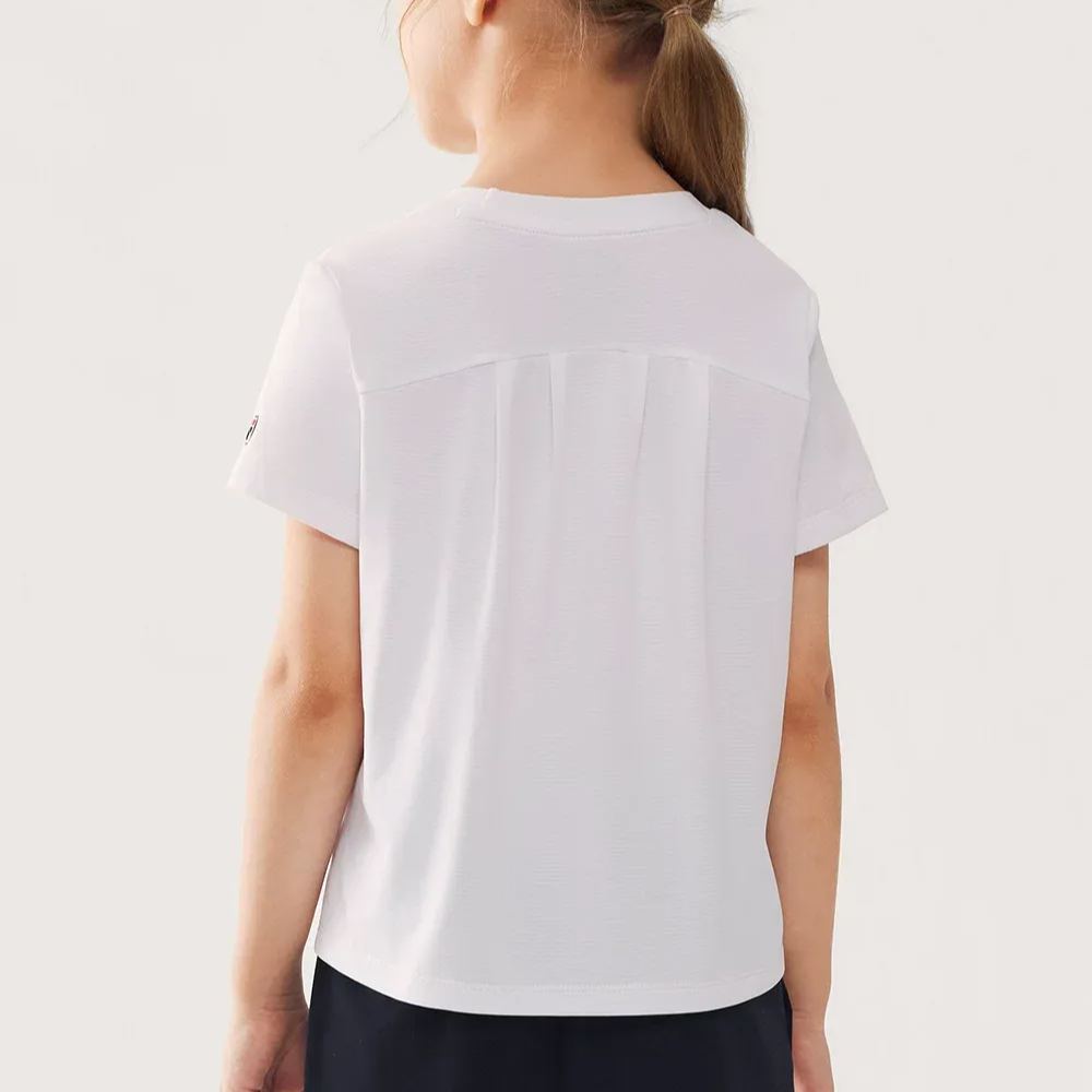 FILA KIDS Girl's TENNIS Knitted Short Sleeve Top WHITE