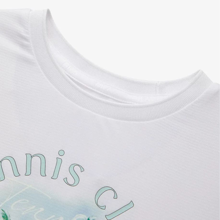 FILA KIDS Girl's TENNIS Knitted Short Sleeve Top WHITE