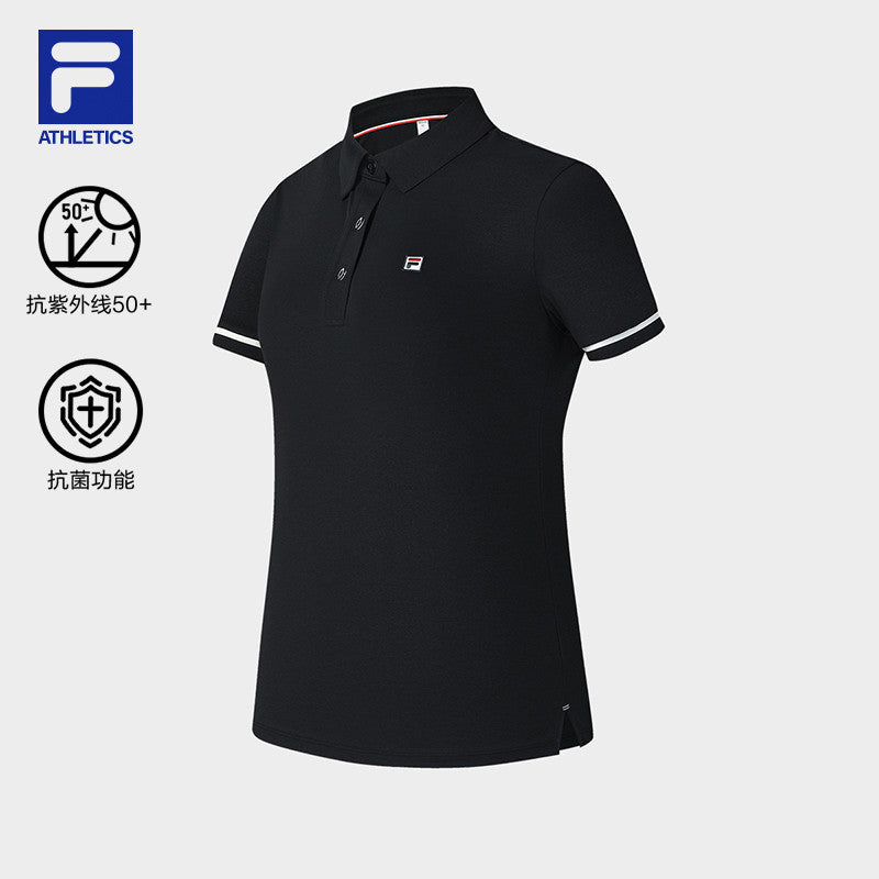 FILA CORE ATHLETICS TENNIS ELECTRONIC SWING Women Polo T-shirt (Black / Pink / White)